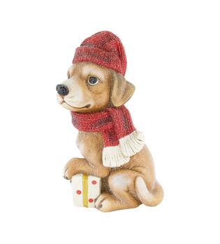 Figurine dog magnesium 23x18x37cm Brown Red