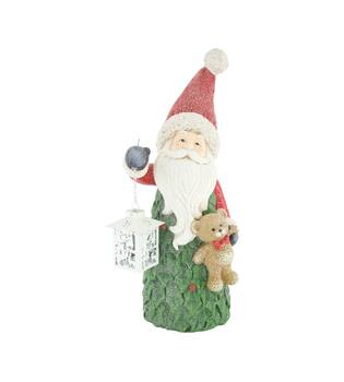 Beeldje kerstman met lantaarn magnesium 21x17x50cm gemengd