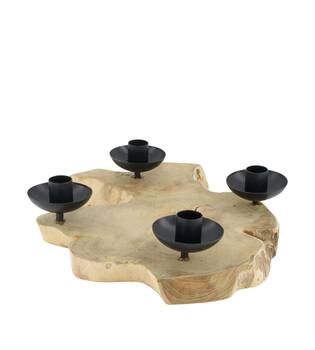 Dinnercandle holder teak wood 30x30x6.5cm