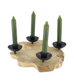 Dinnercandle holder teak wood 30x30x6.5cm