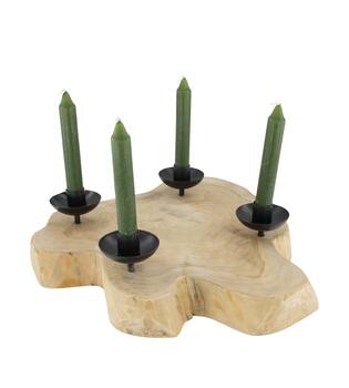 Dinnercandle holder teak wood 40x40x6.5cm