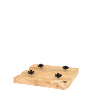 Dinnerkerzenhalter Teakholz 50x50x10cm Natur schwarz