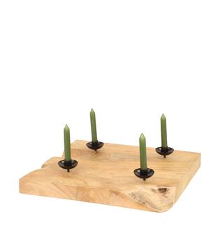 Dinnerkerzenhalter Teakholz 50x50x10cm Natur schwarz