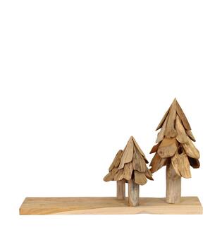 Dienblad met bomen teakhout 70x28x44cm natuurlijk