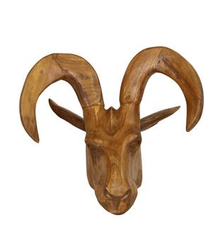 Art mural bouc bois de teck 40x40x43cm naturel