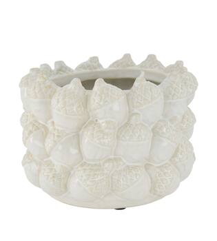 Planter pinecone ceramic d18h13cm White