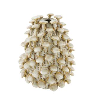 Vase mushroom ceramic d16.5h21cm White Brown