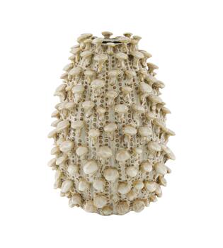 Vase Pilz Keramik d25h35cm weiß braun