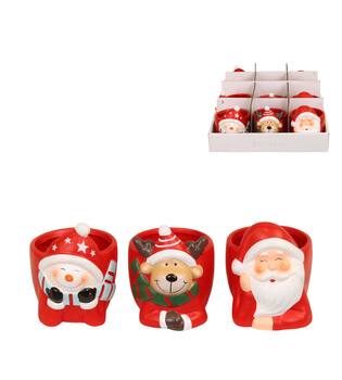 Planter christmas in display ceramic 9x7x9cm Red White 3 variants