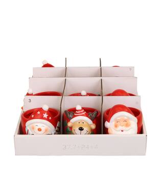 Planter christmas in display ceramic 9x7x9cm Red White 3 variants