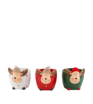 Planter deer ceramic d14h11cm 3 colours