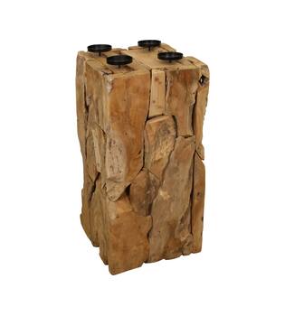 Pillar candle holder erosion wood 38x38x78cm