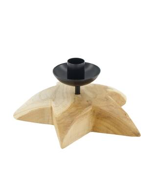 Dinnercandle holder star teak wood 18x18x9cm