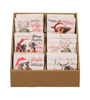 Decorative tile christmas animals ceramic square with magnet 11x11x1cm Brown Red 6 variants
