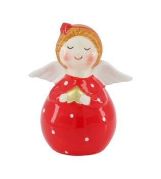 Figurine ange céramique 8x6x10cm rouge blanc