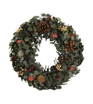 Wreath preserved flower nature 35x7cm Green Red