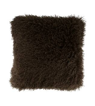 Kussen nep bont polyester 45x45x8cm donker bruin