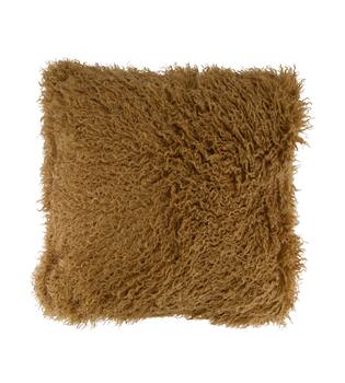 Kussen nep bont polyester 45x45x8cm cognac