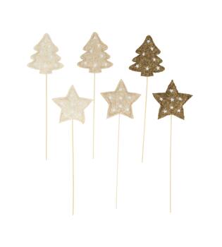 Figurine tree star felt on stick 10x2x48cm Mixed brown 6 variants