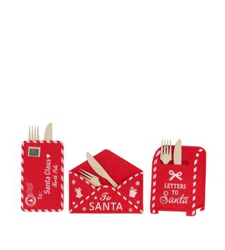 Figurine envelope cutlery holder felt 19x15x1cm Red 3 variants