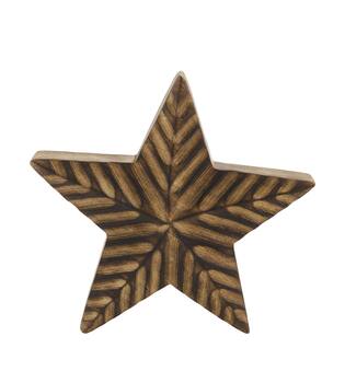 Statue Mangoholz Stern 23x4x23cm dunkel-Natur