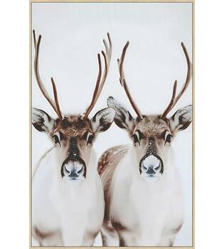 Wall art rectangular reindeer canvas with frame 77.6x4.3x117.6cm