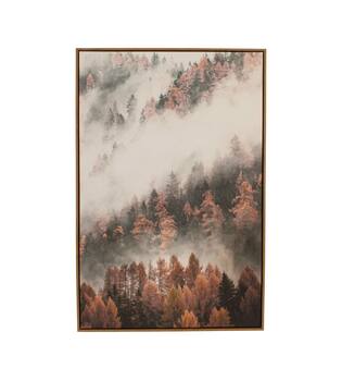 Wall art forrest canvas rectangular with frame 78x4x118cm Brown White