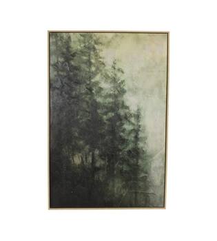 Wall art trees canvas rectangular with frame 78x4x118cm Green