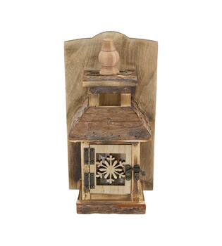 House snowflake historic wood with hanger 15x10x28cm - Brown