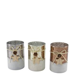 Tealight holder round glass 10x8x12cm C3 - Multi