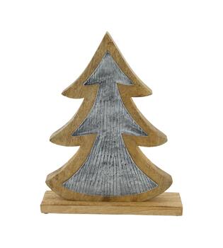 Statue tree mango wood 25x5x32cm Natural Silver