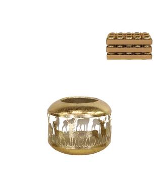Tealight holder deer metal 9.5x9.5x7.5cm - Gold