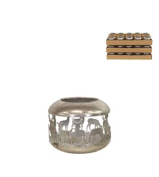 Tealight holder deer metal 9.5x9.5x7.5cm