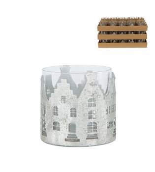 Tealight holder house metal 9.5x9.5x8.5cm