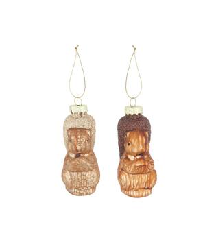 Bauble squirrel glass with hanger 8x3x10cm C/2