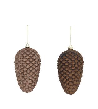 Bauble pinecone glass with hanger 12x12x24cm C2 - Brown