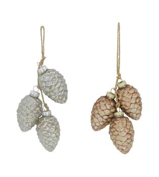 Bauble pinecone glass with hanger 4x4x7cm C2 - Gold