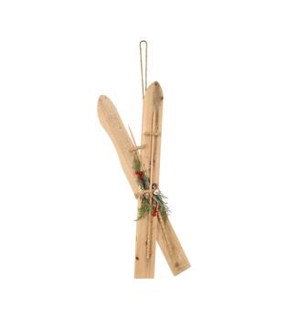 Hanger ski poplar wood 27x6x78cm - Natural