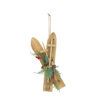 Hanger ski poplar wood 17.5x6x38cm - Natural