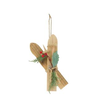 Hanger ski poplar wood 14x5x28cm - Natural