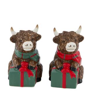Figurine bull ceramic 7.8x10.1x12.5cm C2 - Multi
