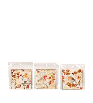 Decorative tile bird square in plastic bag ceramic with magnet 10x10x0.7cm A3 - Multi