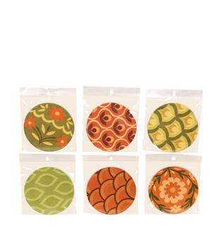 Decorative tile round in plastic bag ceramic with magnet 10.8x10.8x0.7cm A6 - Multi