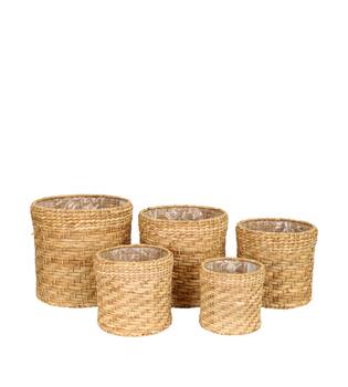 Basket round seagrass with plastic 38x38x38cm S5 - Natural