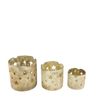 Tealight holder round metal 13x13x13cm S3 - Cream