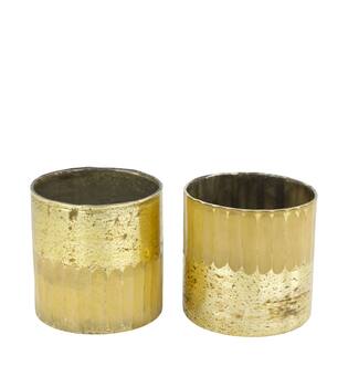 Tealight holder round glass 10x10x10cm C2 - Gold