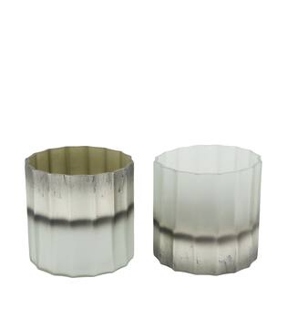 Tealight holder round glass 10x10x10cm C2 - Silver