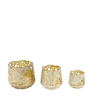 Tealight holder round metal 12x12x12.5cm S/3