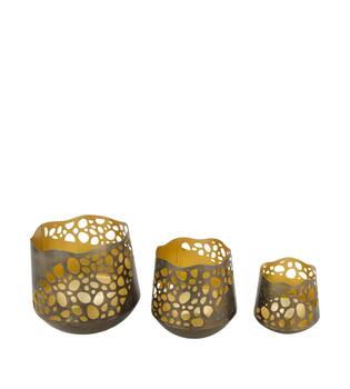 Tealight holder round metal 12x12x12.5cm S/3