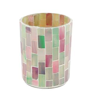 Tealight holder round glass 8x8x10cm - Pink
